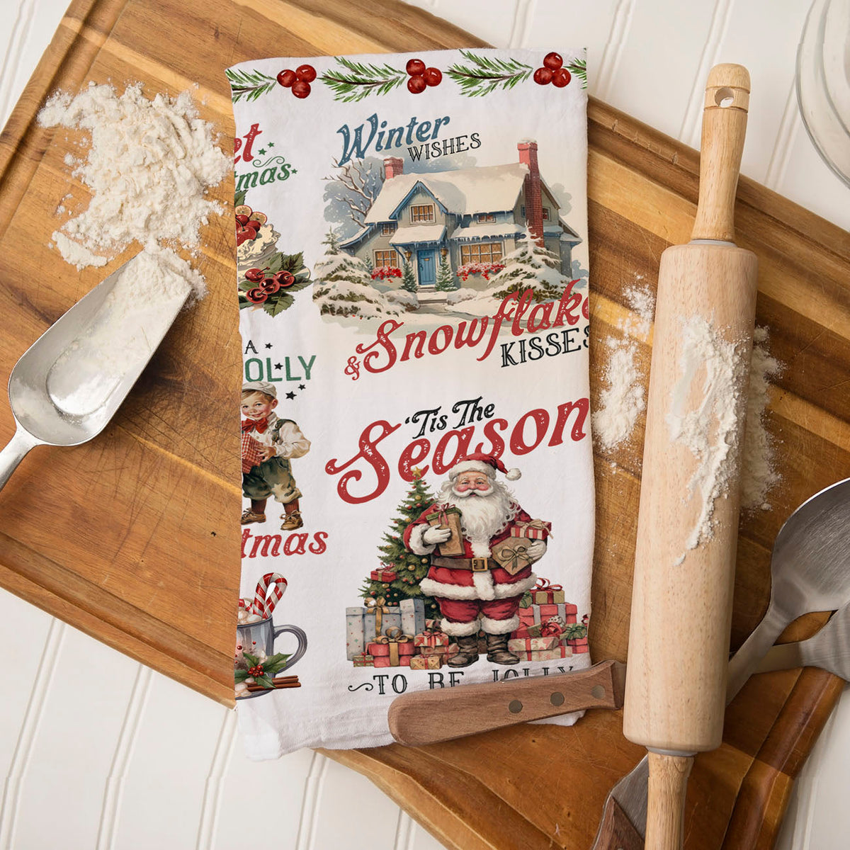 Vintage Christmas Kitchen Towel
