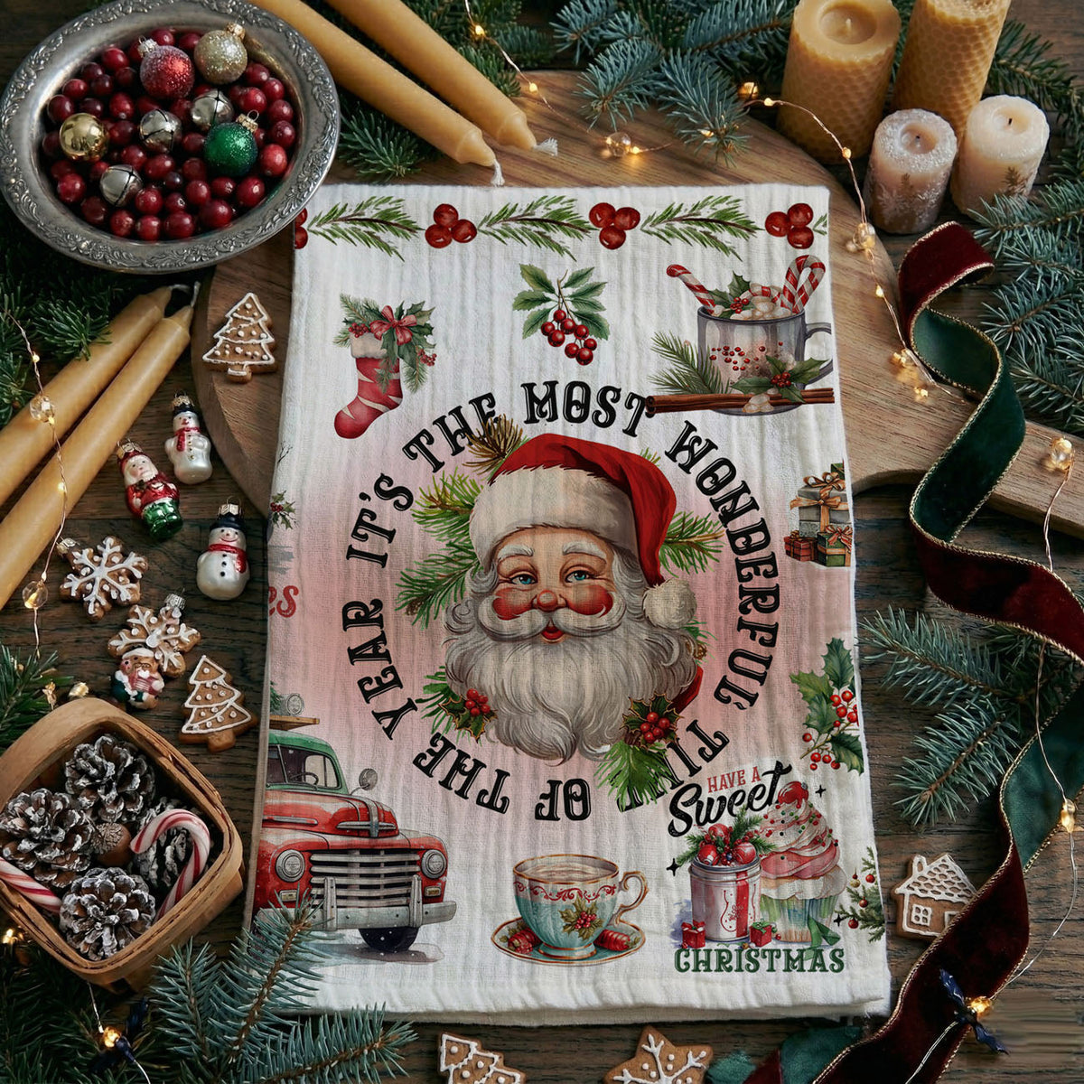Vintage Christmas Kitchen Towel