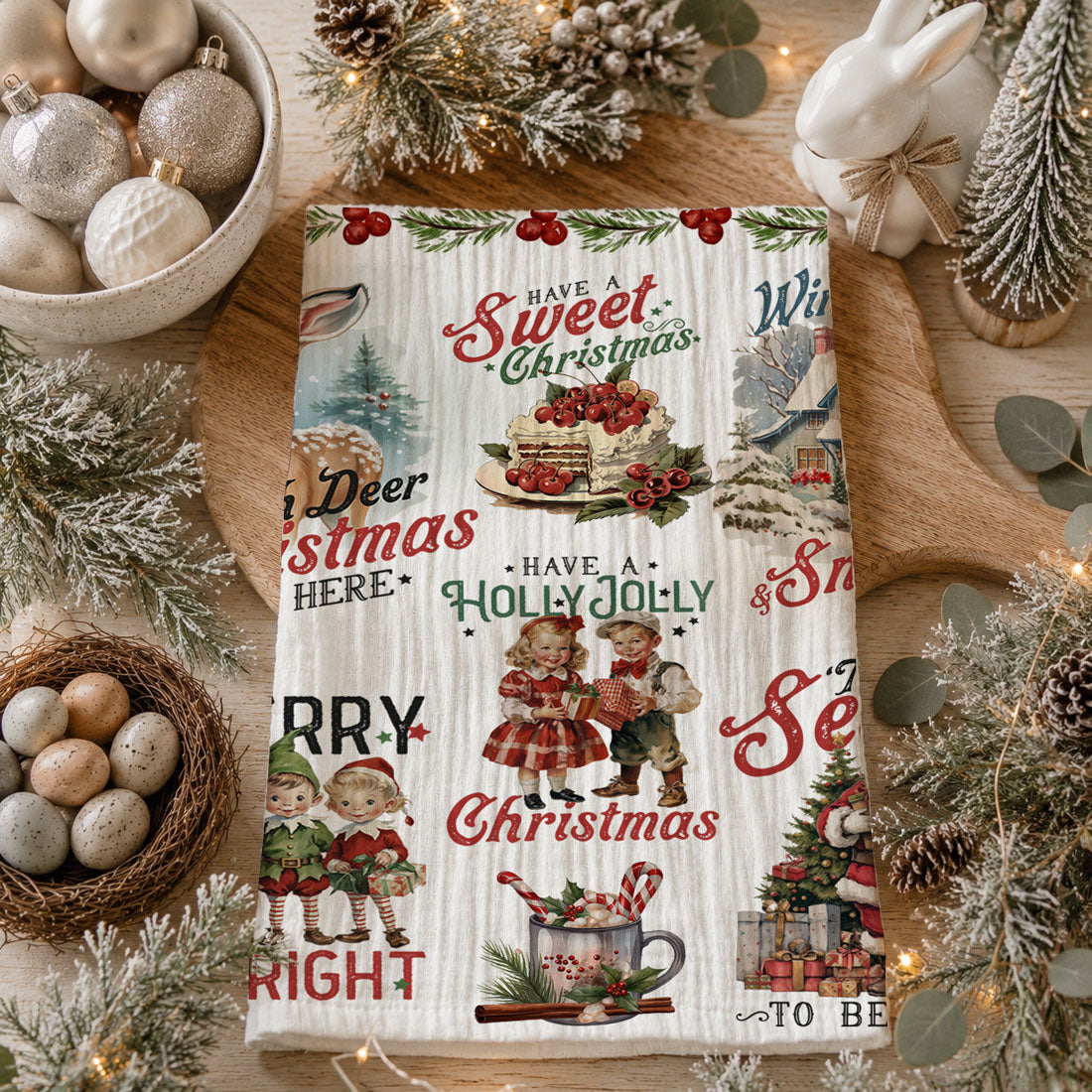 Vintage Christmas Kitchen Towel