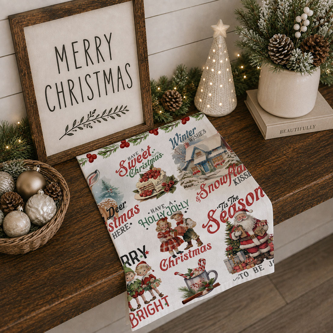Vintage Christmas Kitchen Towel