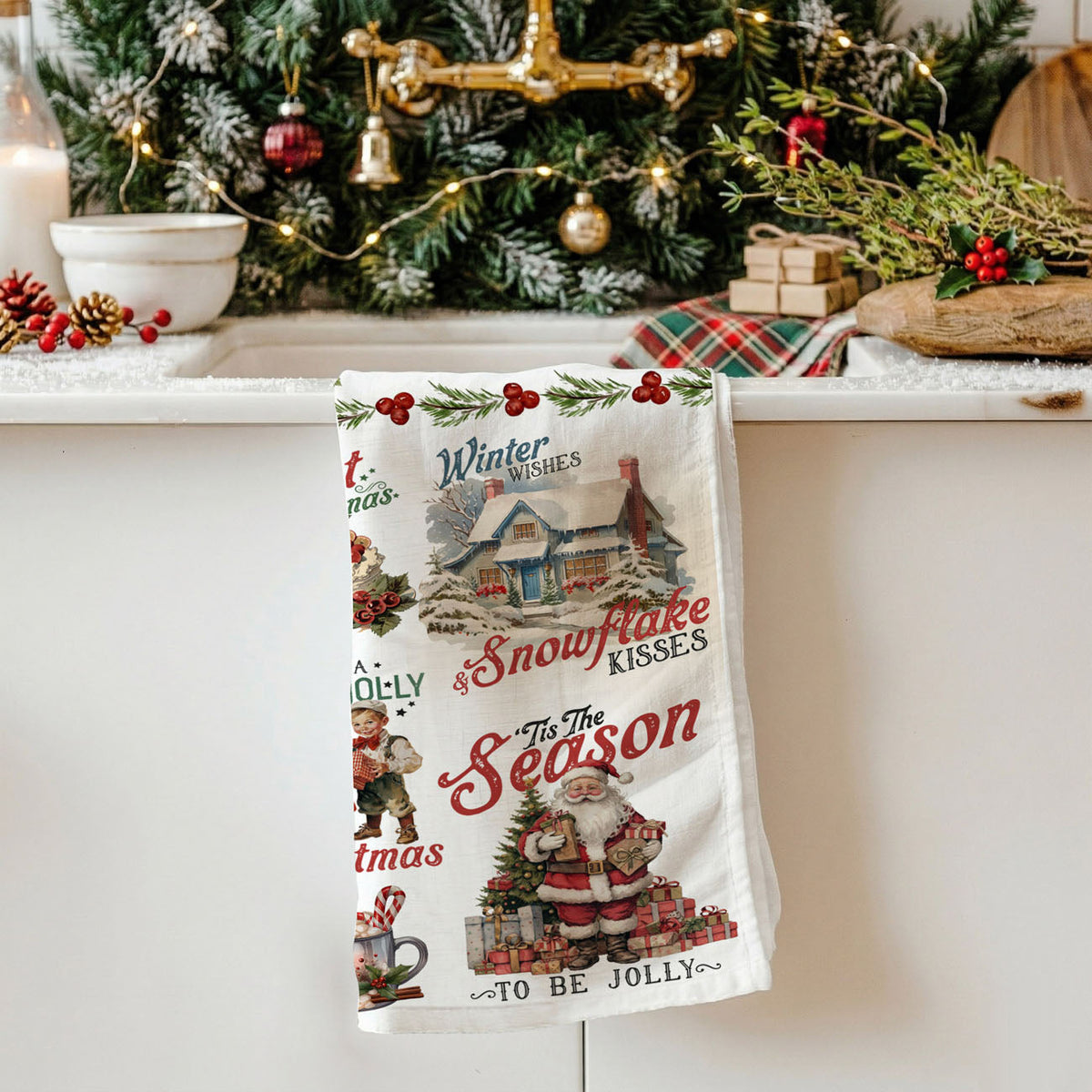 Vintage Christmas Kitchen Towel