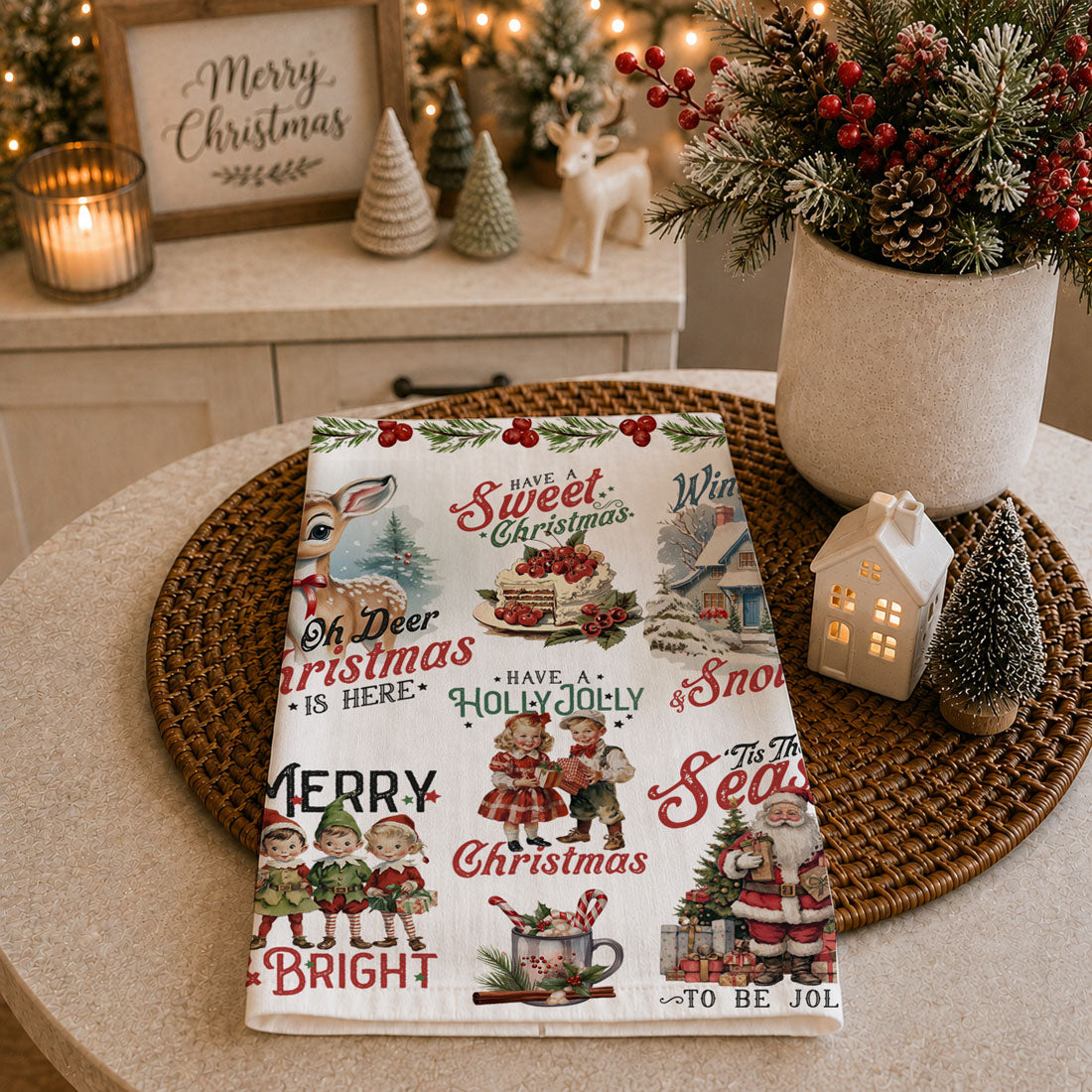 Vintage Christmas Kitchen Towel
