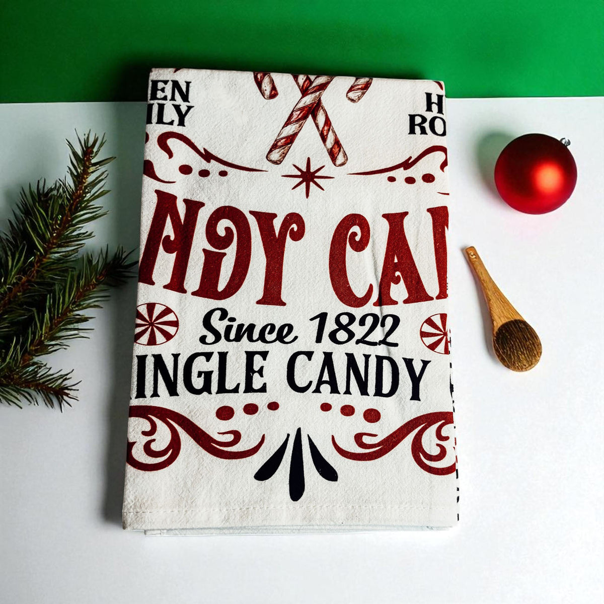 Sleigh Rides & Candy Canes Christmas Kitchen Towel