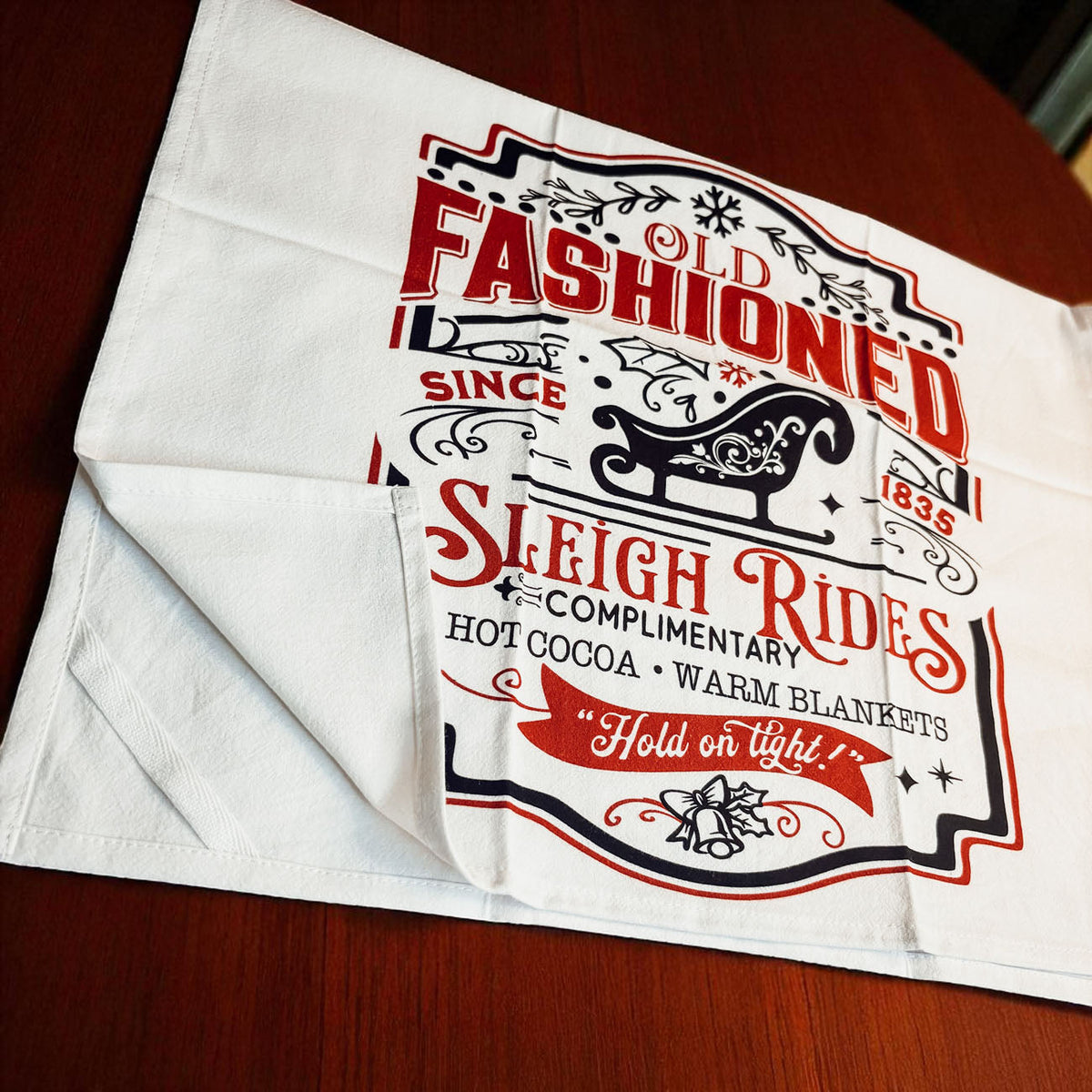Sleigh Rides & Candy Canes Christmas Kitchen Towel